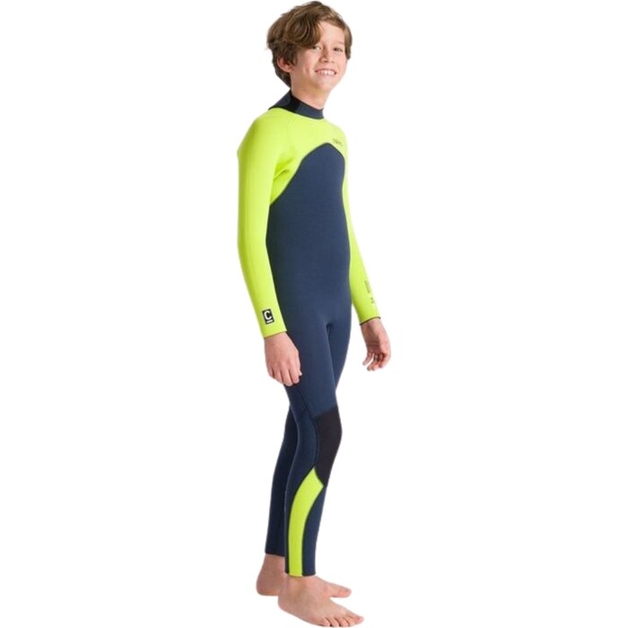 2024 C-Skins Junior NuWave Legend 5/4/3mm Back Zip Wetsuit C-NLE54JBZ - Bluestone / Lime / Multi